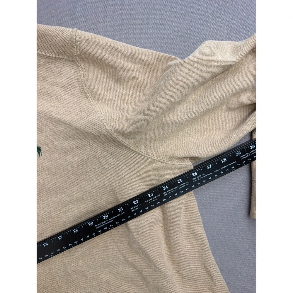 Polo Ralph Lauren Mens XXL Tan Beige 100% Cotton 1/4 Zip Pullover Sweater Ribbed